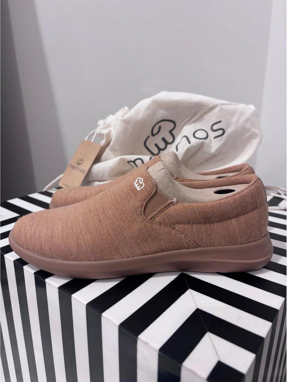 Merinos Wool Slip-On Sneakers Brown Women’s Size 7 NEW With Dust Bag
